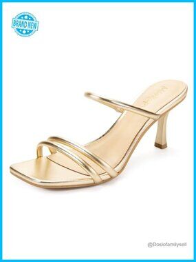 Strappy Square Toe Kitten Heel Mules Dressy Sandals